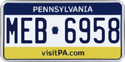 PA license plate MEB6958