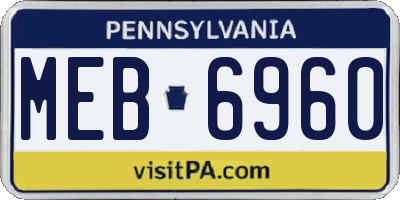 PA license plate MEB6960