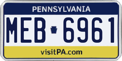 PA license plate MEB6961