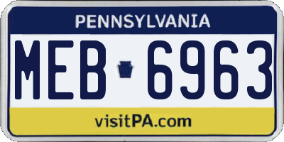 PA license plate MEB6963