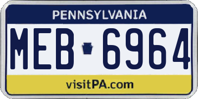 PA license plate MEB6964