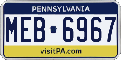 PA license plate MEB6967