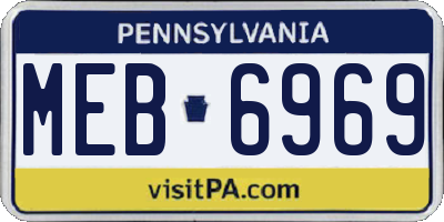 PA license plate MEB6969