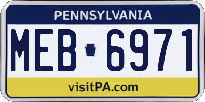 PA license plate MEB6971