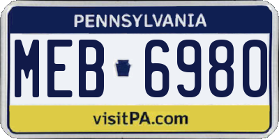 PA license plate MEB6980