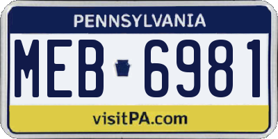 PA license plate MEB6981