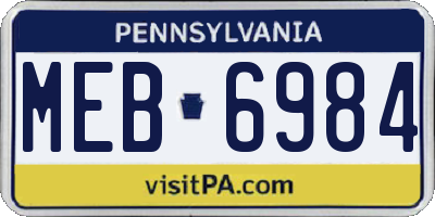 PA license plate MEB6984