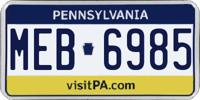PA license plate MEB6985