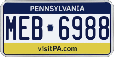 PA license plate MEB6988