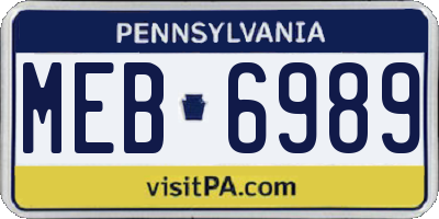PA license plate MEB6989