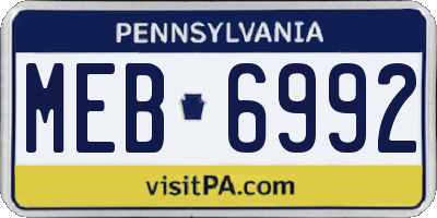PA license plate MEB6992