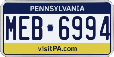 PA license plate MEB6994