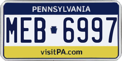 PA license plate MEB6997