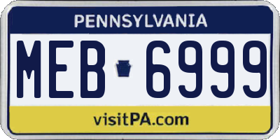 PA license plate MEB6999