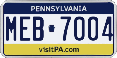 PA license plate MEB7004
