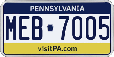 PA license plate MEB7005