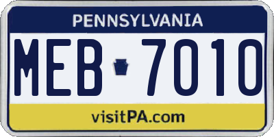 PA license plate MEB7010