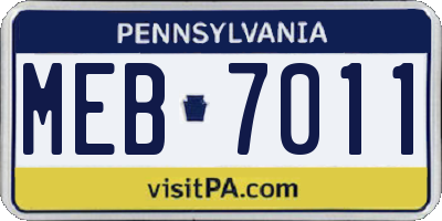 PA license plate MEB7011