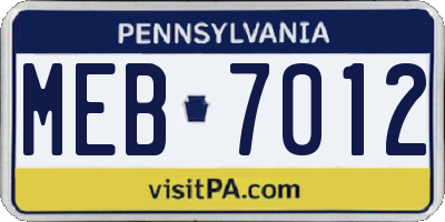 PA license plate MEB7012