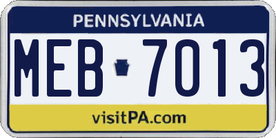 PA license plate MEB7013