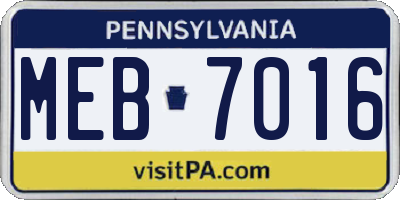 PA license plate MEB7016