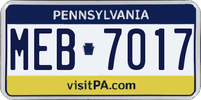 PA license plate MEB7017