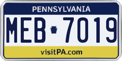 PA license plate MEB7019