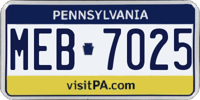 PA license plate MEB7025