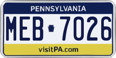 PA license plate MEB7026