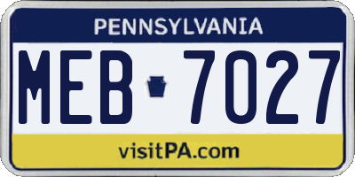 PA license plate MEB7027