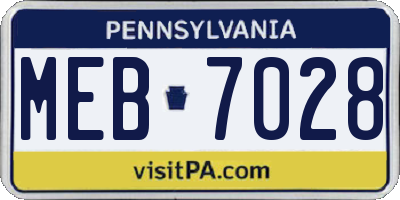 PA license plate MEB7028