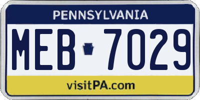 PA license plate MEB7029