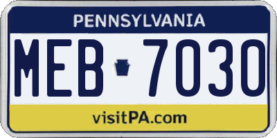 PA license plate MEB7030