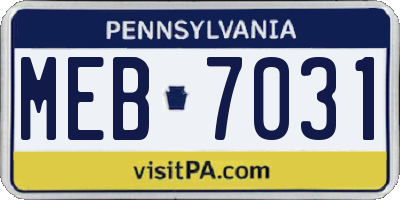 PA license plate MEB7031