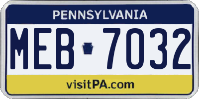 PA license plate MEB7032