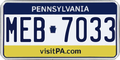 PA license plate MEB7033
