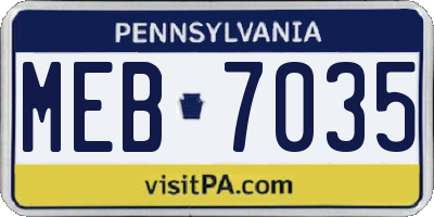 PA license plate MEB7035