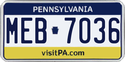 PA license plate MEB7036