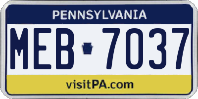 PA license plate MEB7037