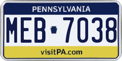 PA license plate MEB7038