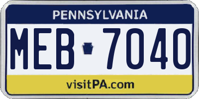 PA license plate MEB7040