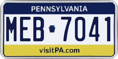 PA license plate MEB7041
