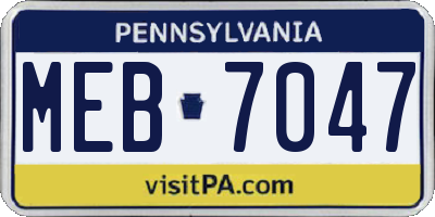 PA license plate MEB7047