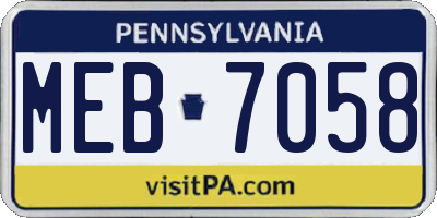 PA license plate MEB7058