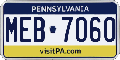 PA license plate MEB7060
