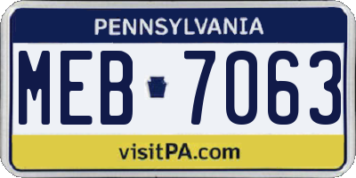 PA license plate MEB7063