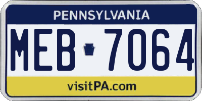 PA license plate MEB7064