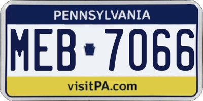 PA license plate MEB7066