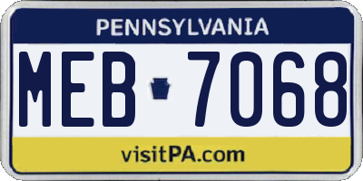 PA license plate MEB7068