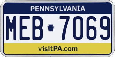 PA license plate MEB7069